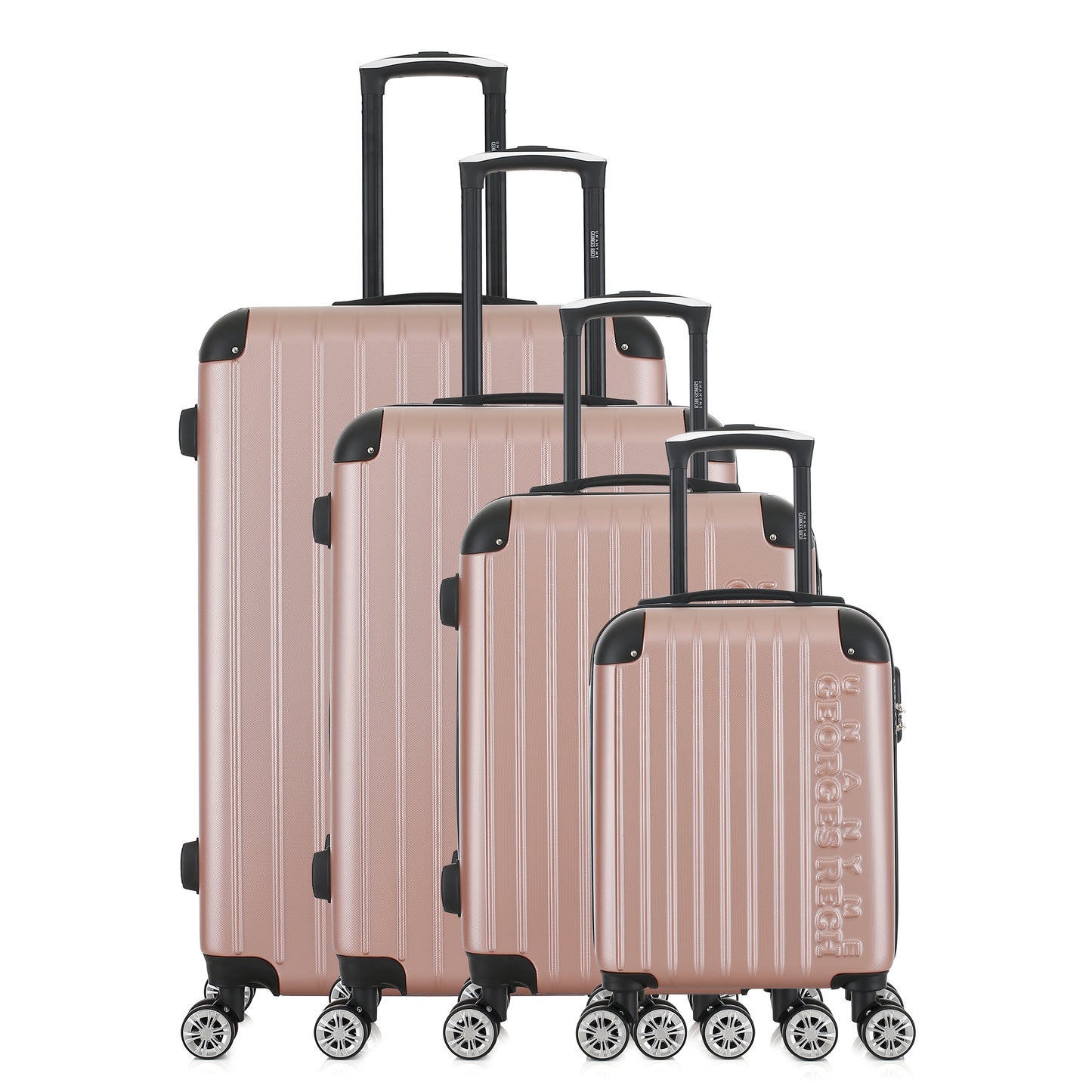 Set de 4 valises roses de notre collection Georges Rech, Rome, de face
