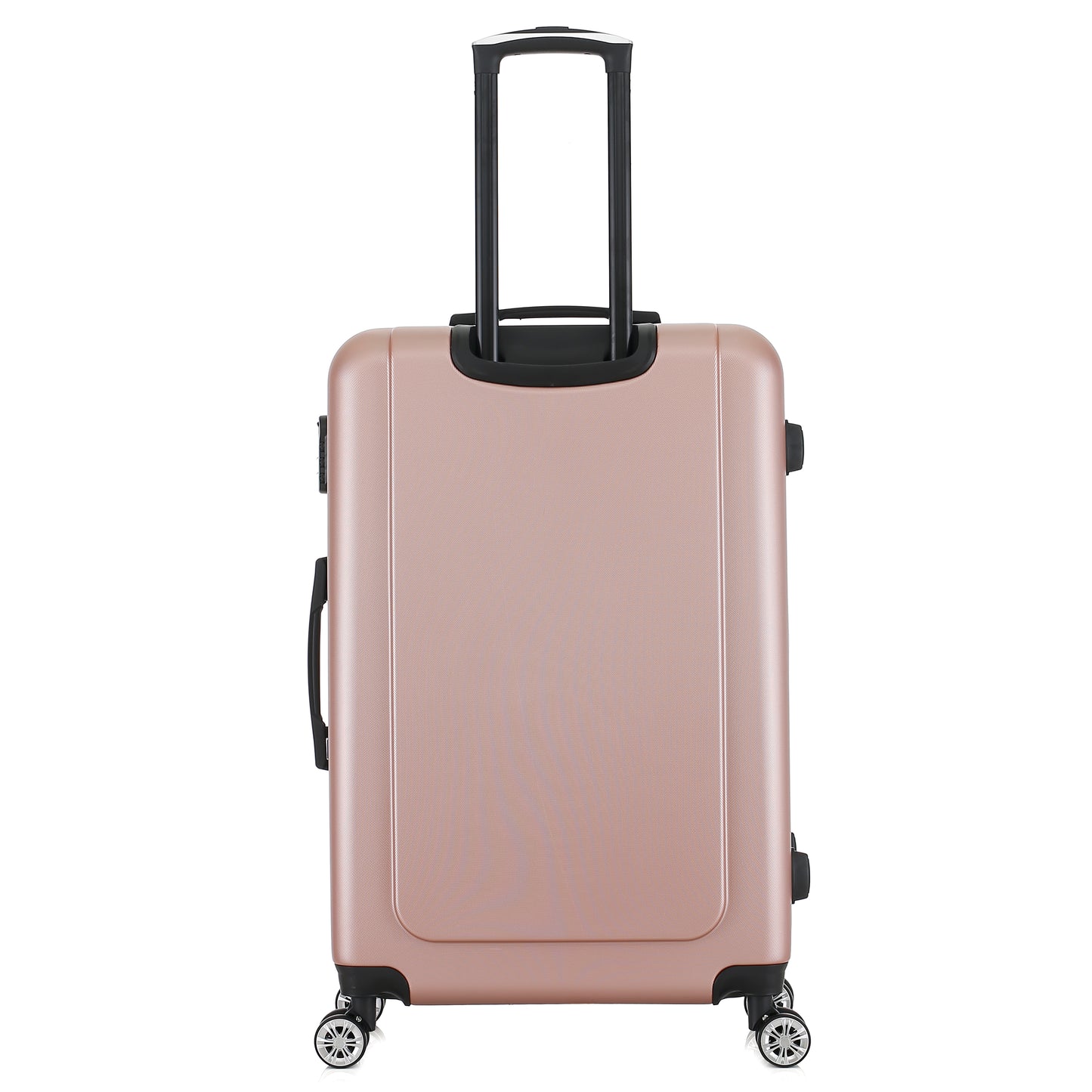 Grande valise rose de dos
