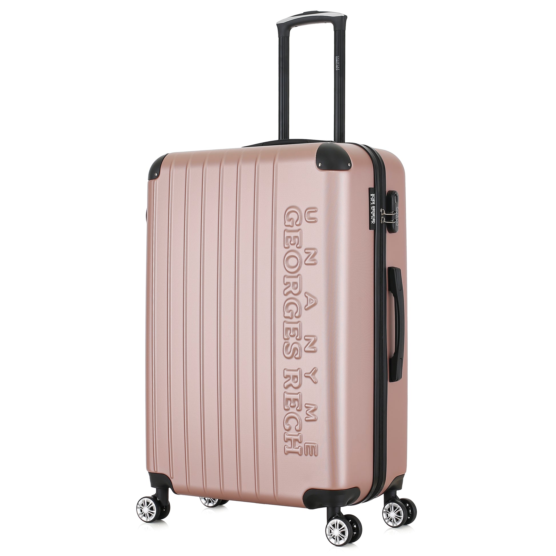 Grande valise rose de 3/4
