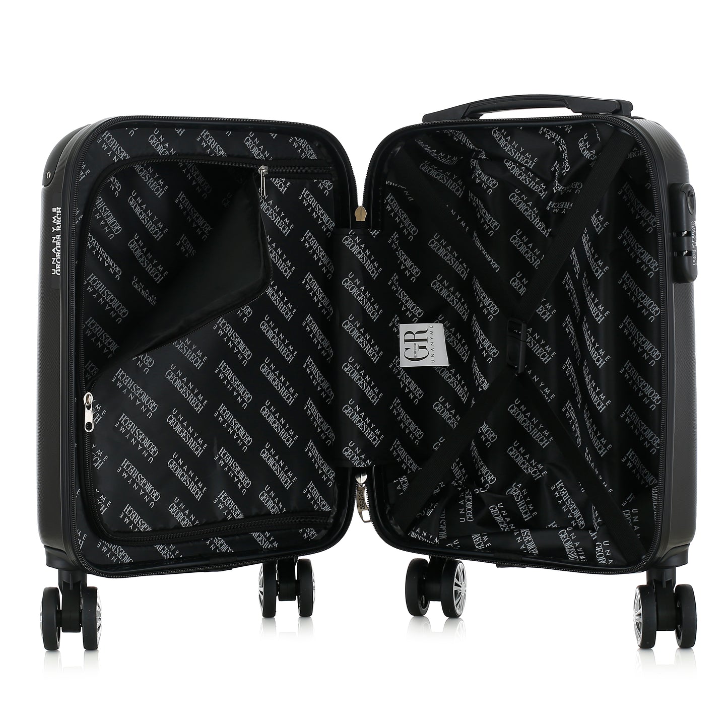 Valise noire de notre collection Georges Rech, Rome, taille XS, ouverte