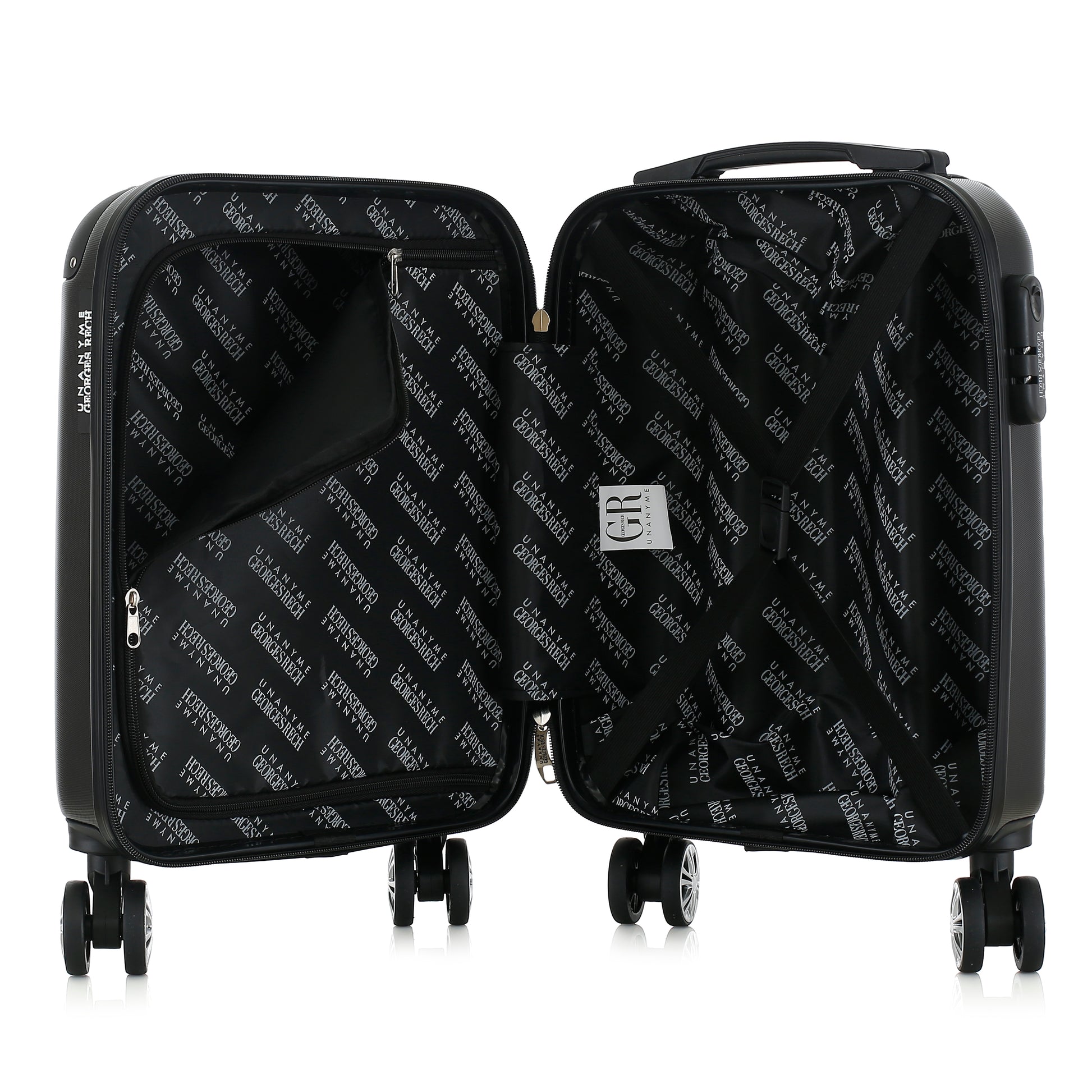 Valise noire de notre collection Georges Rech, Rome, taille XS, ouverte