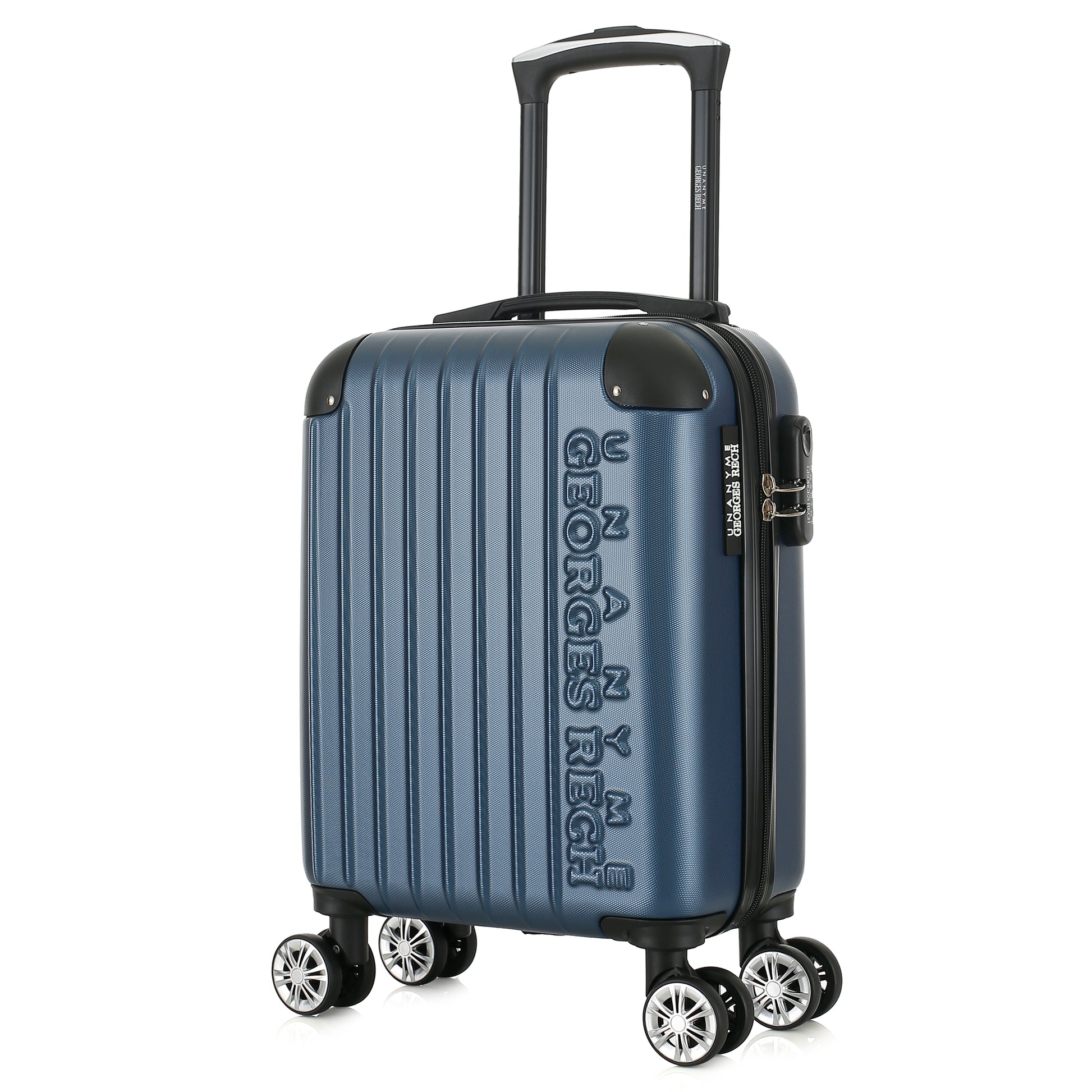 Valise bleue de notre collection Georges Rech, Rome, taille XS, de 3/4