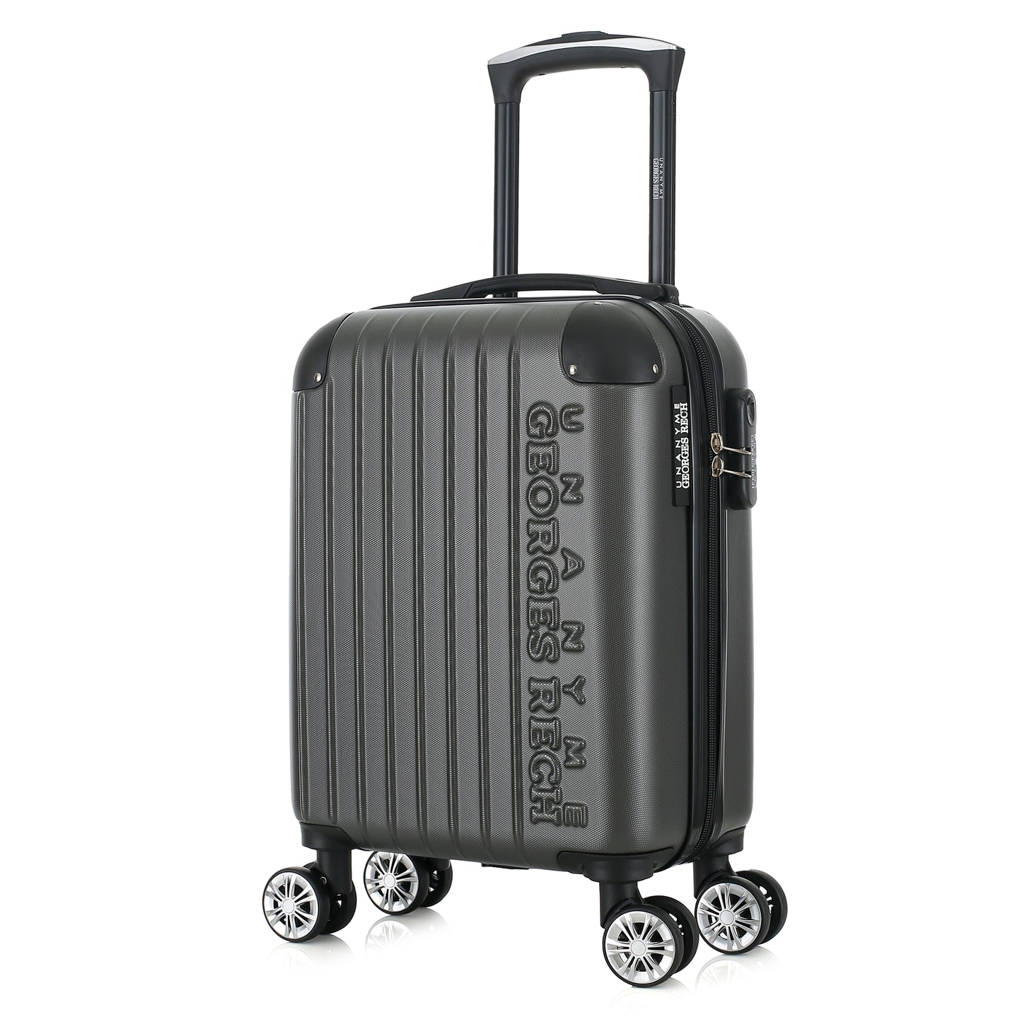 Valise grise de notre collection Georges Rech, Rome, taille XS, de 3/4