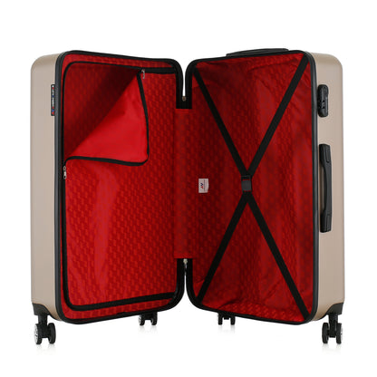 Valise beige de notre collection American Star, Seattle, taille L, ouverte