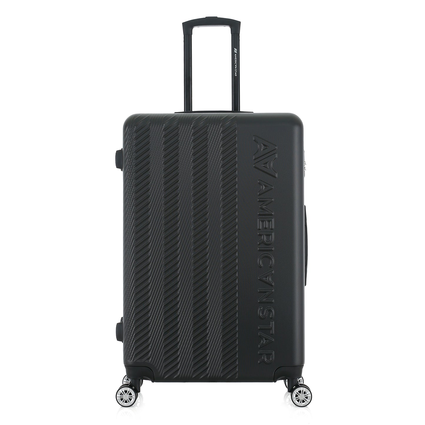 Valise noire de notre collection American Star, Seattle, taille L, de face
