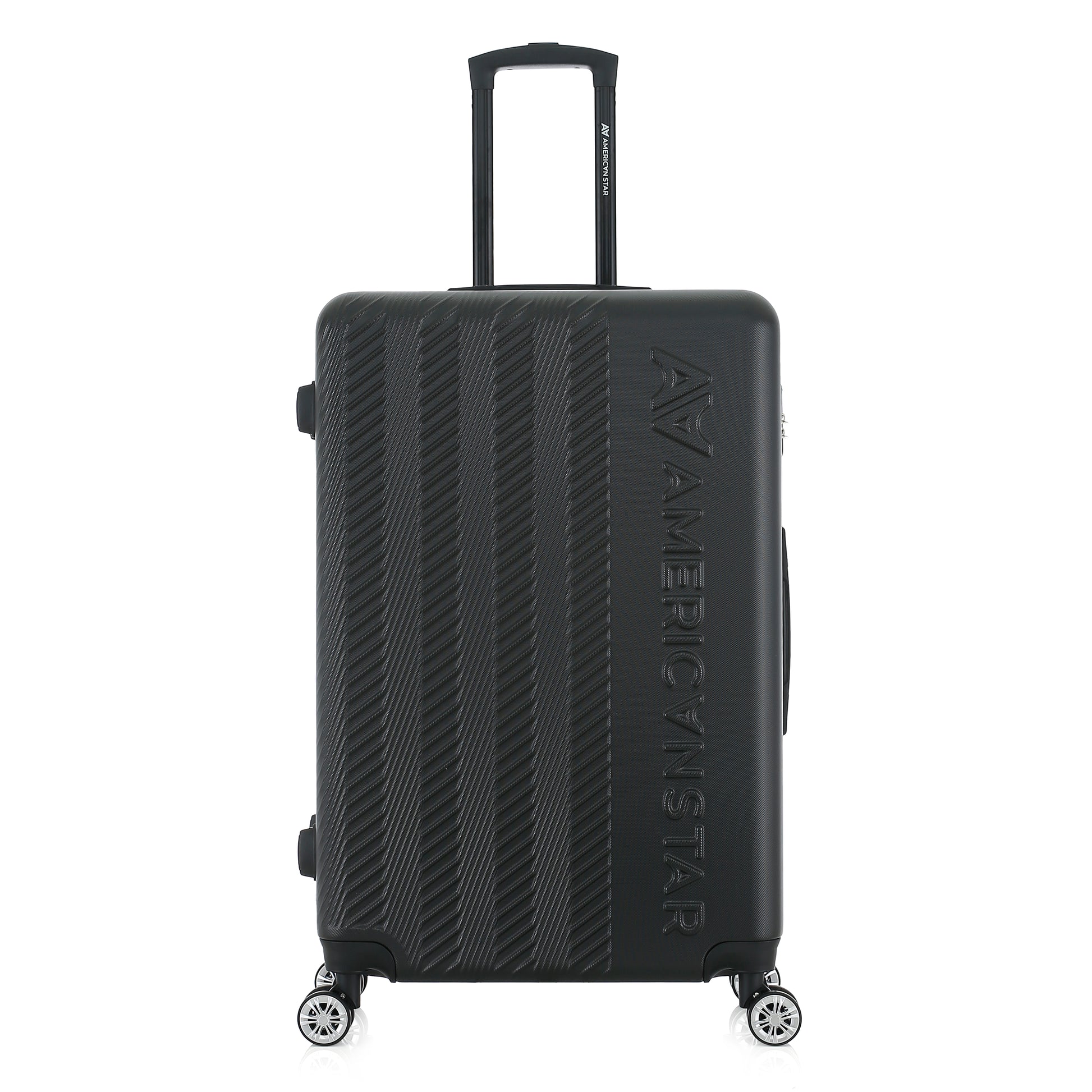 Valise noire de notre collection American Star, Seattle, taille L, de face
