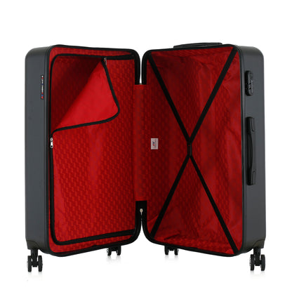 Valise noire de notre collection American Star, Seattle, taille L, ouverte