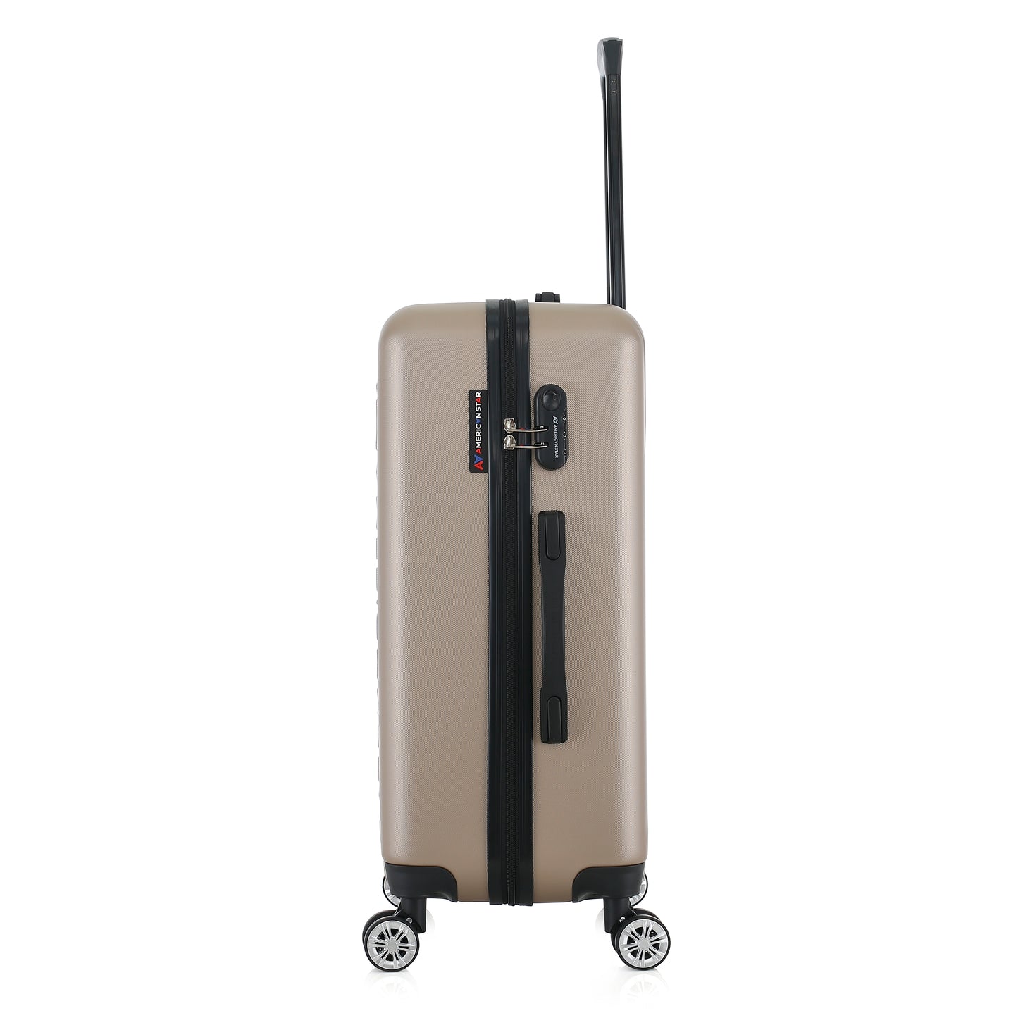 Valise beige de notre collection American Star, Seattle, taille M, de côté
