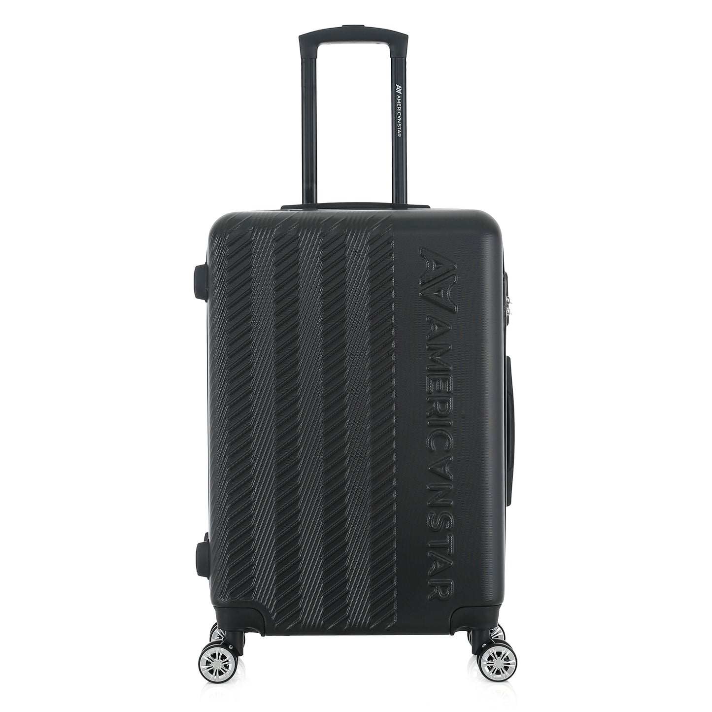 Valise noire de notre collection American Star, Seattle, taille M, de face
