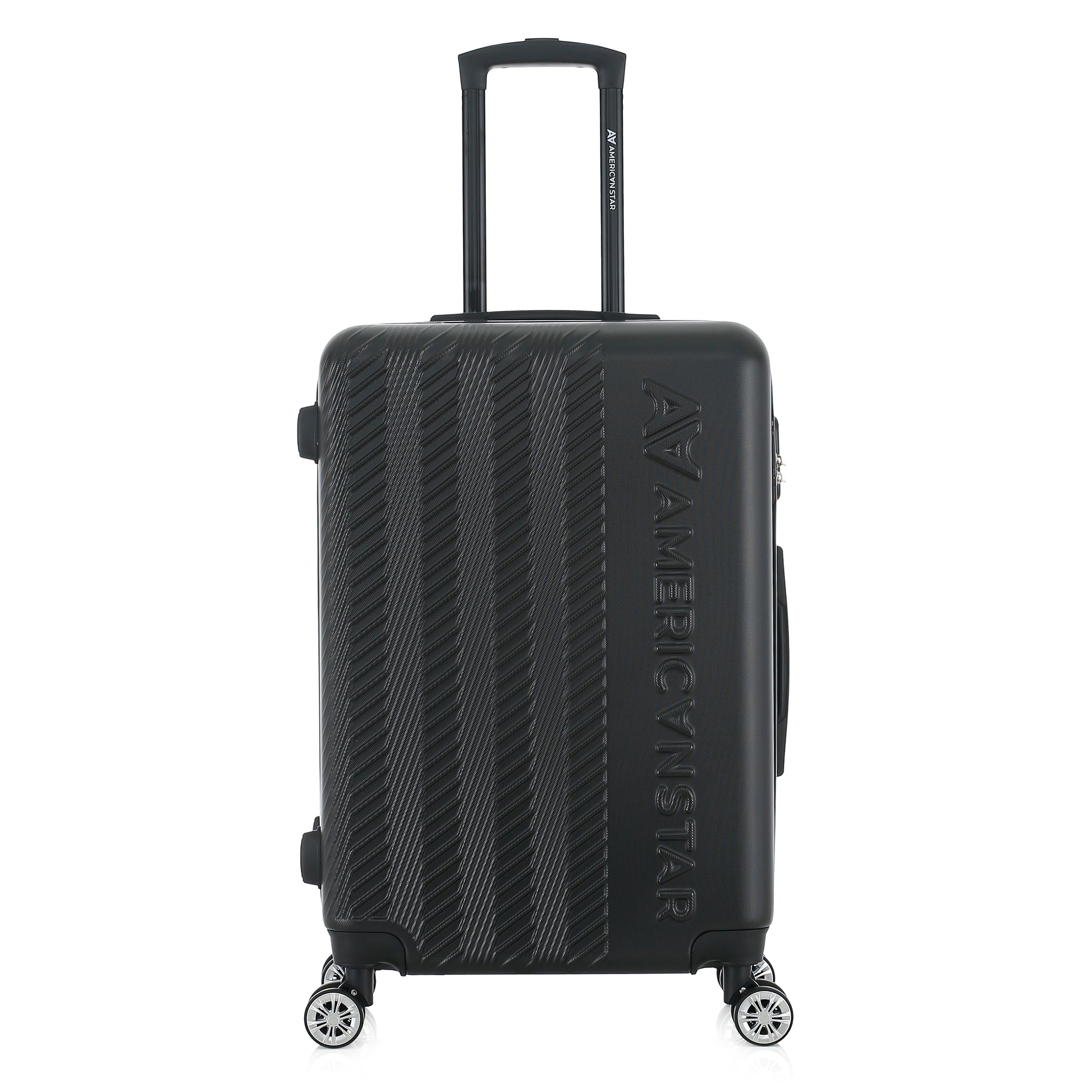 Valise noire de notre collection American Star, Seattle, taille M, de face
