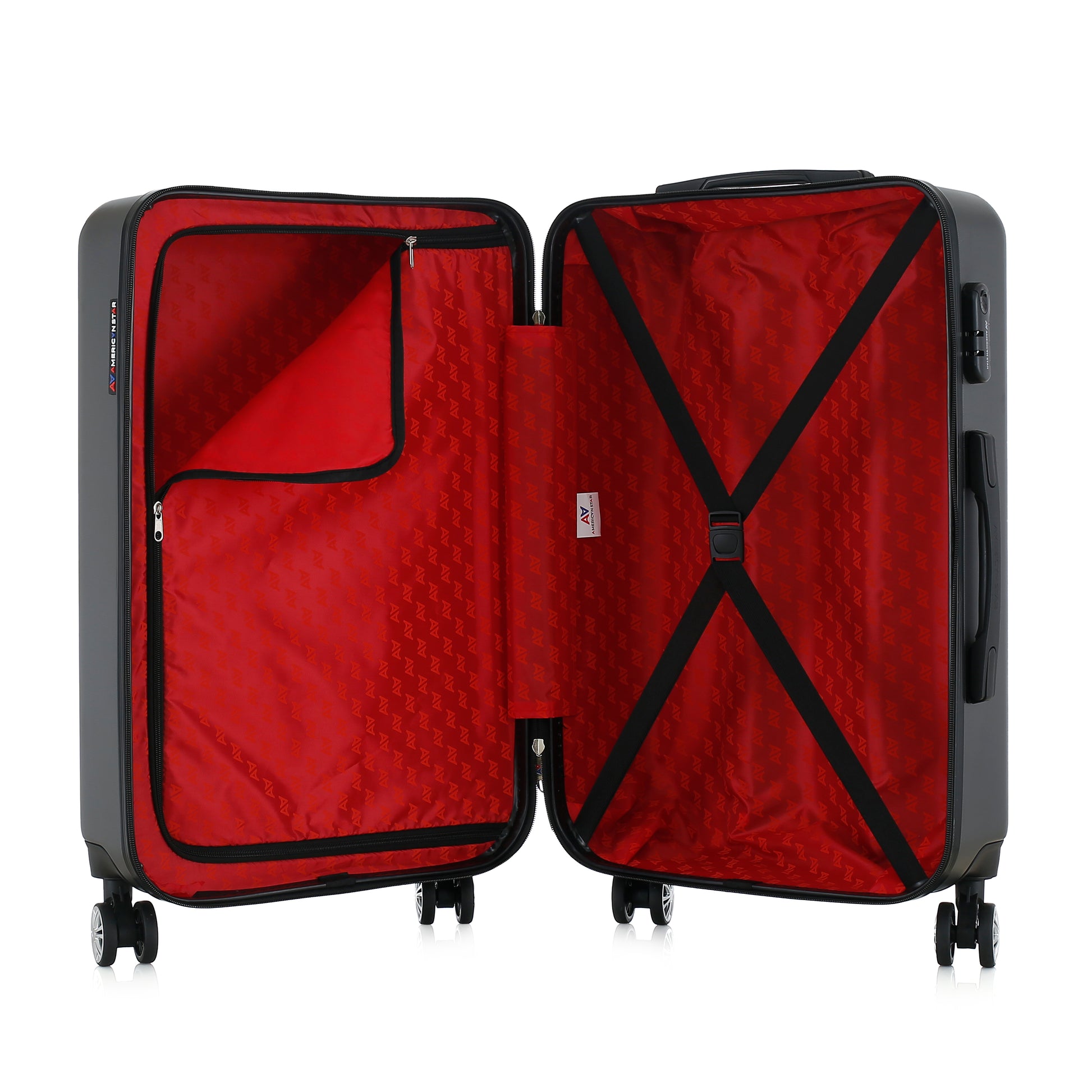 Valise grise de notre collection American Star, Seattle, taille M, ouverte