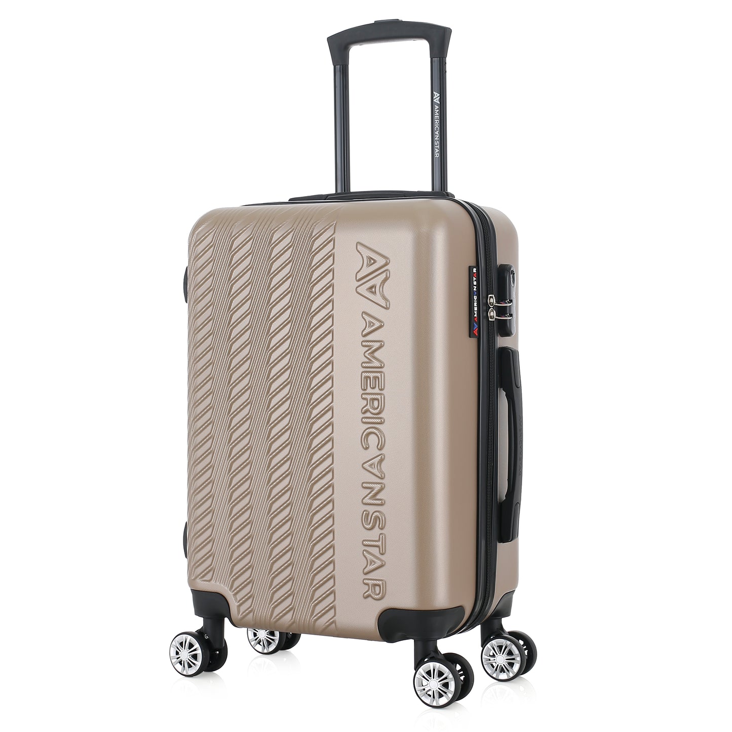 Valise beige de notre collection American Star, Seattle, taille S, de 3/4