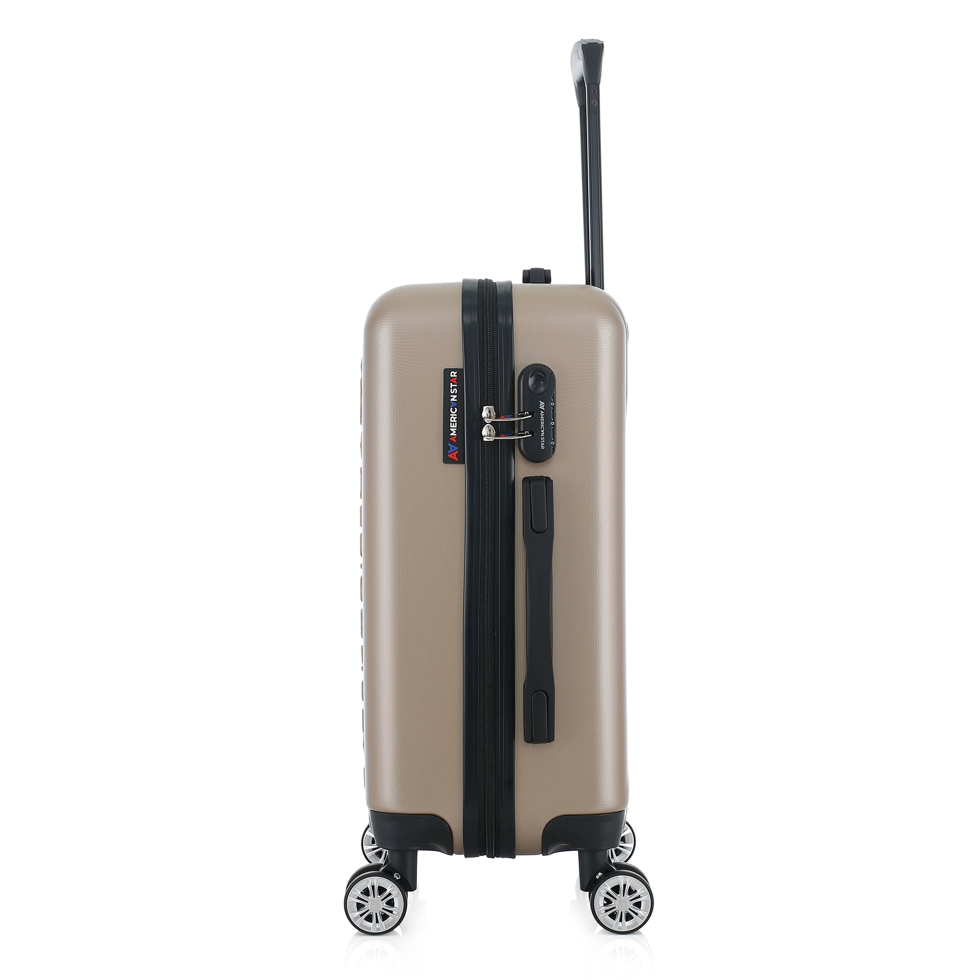 Valise beige de notre collection American Star, Seattle, taille S, de côté