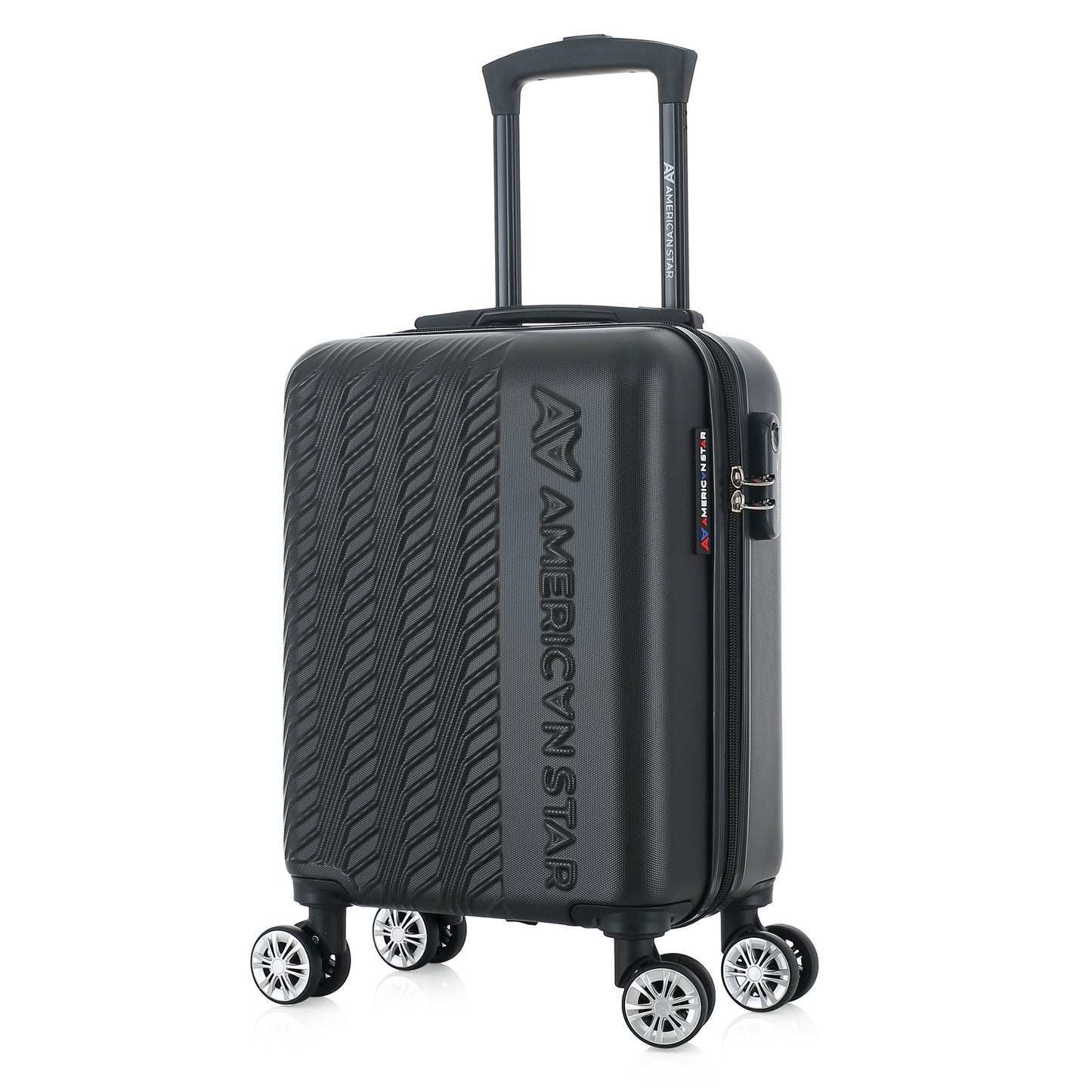 Valise noire de notre collection American Star, Seattle, taille S, de 3/4