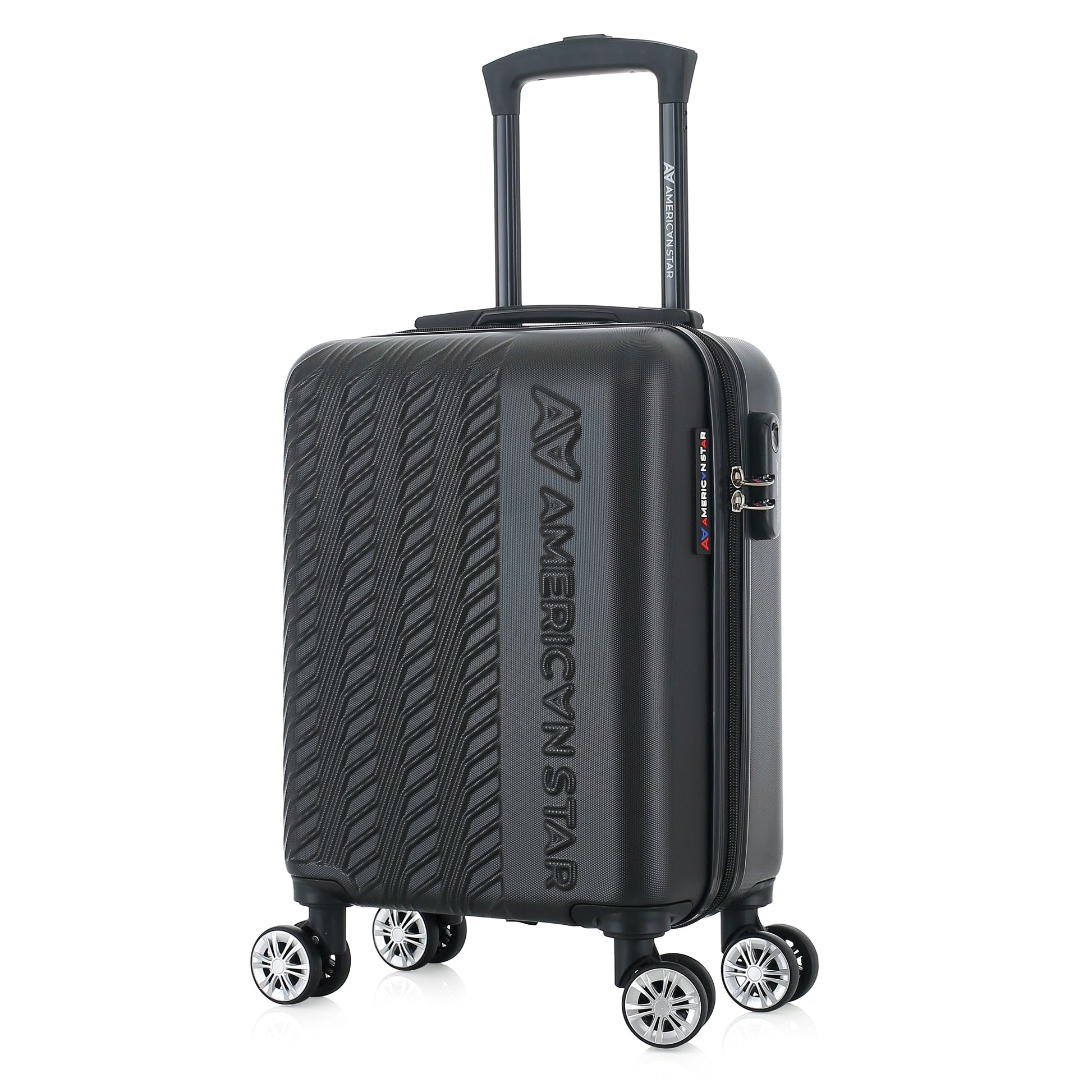 Valise noire de notre collection American Star, Seattle, taille S, de 3/4