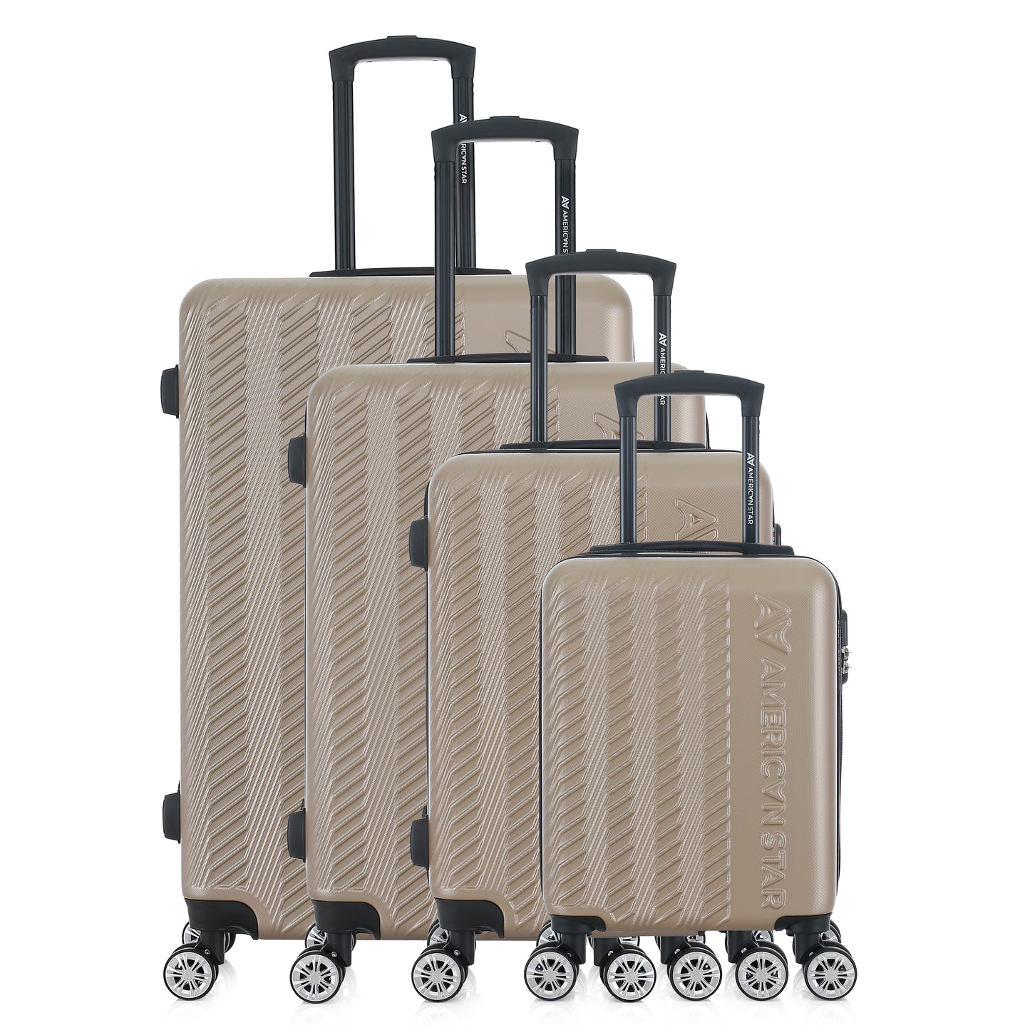 Set de 4 valises beiges de notre collection American Star, Seattle, de face