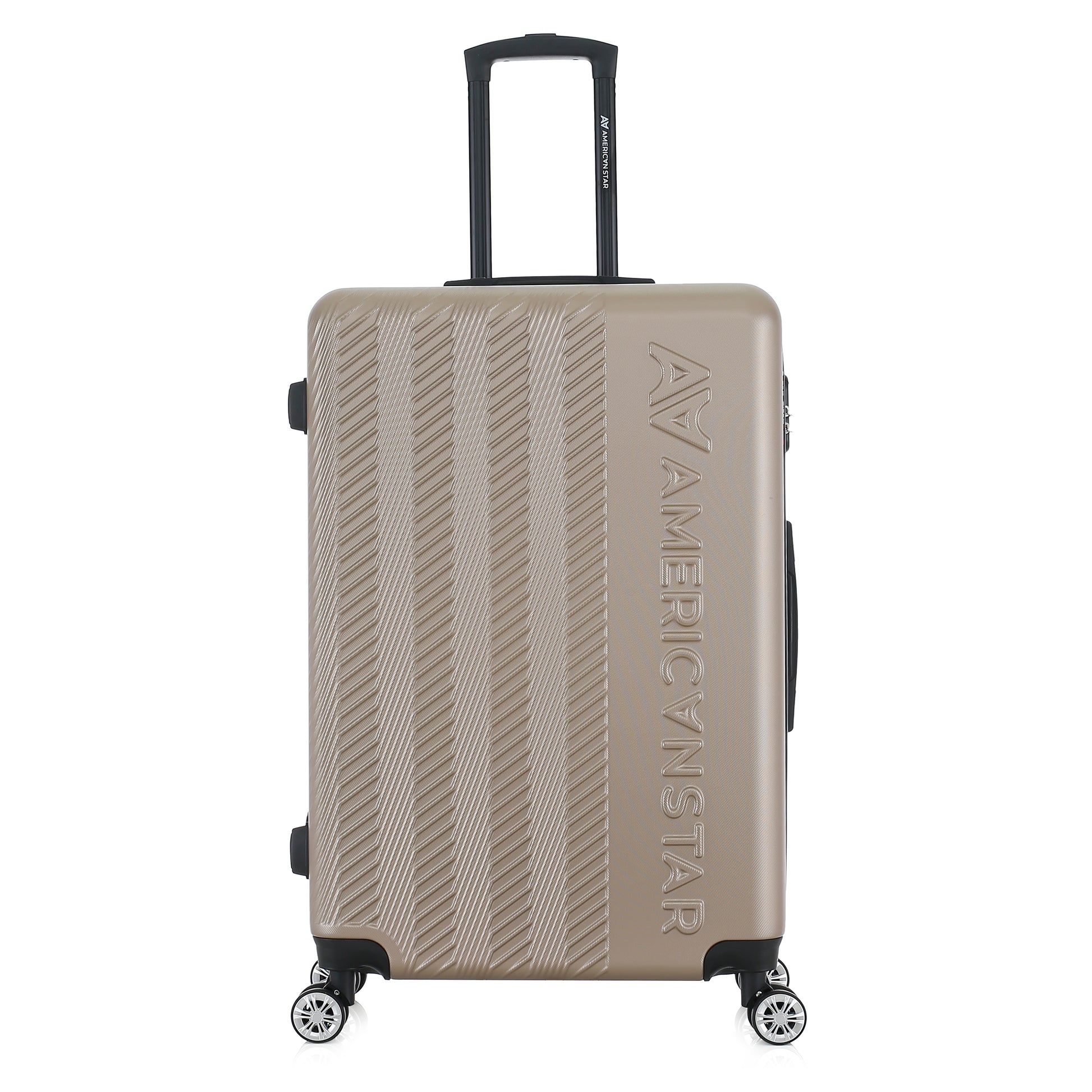 Grande valise beige de face
