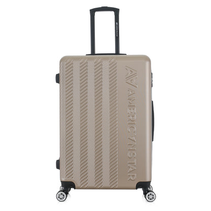 Grande valise beige de face
