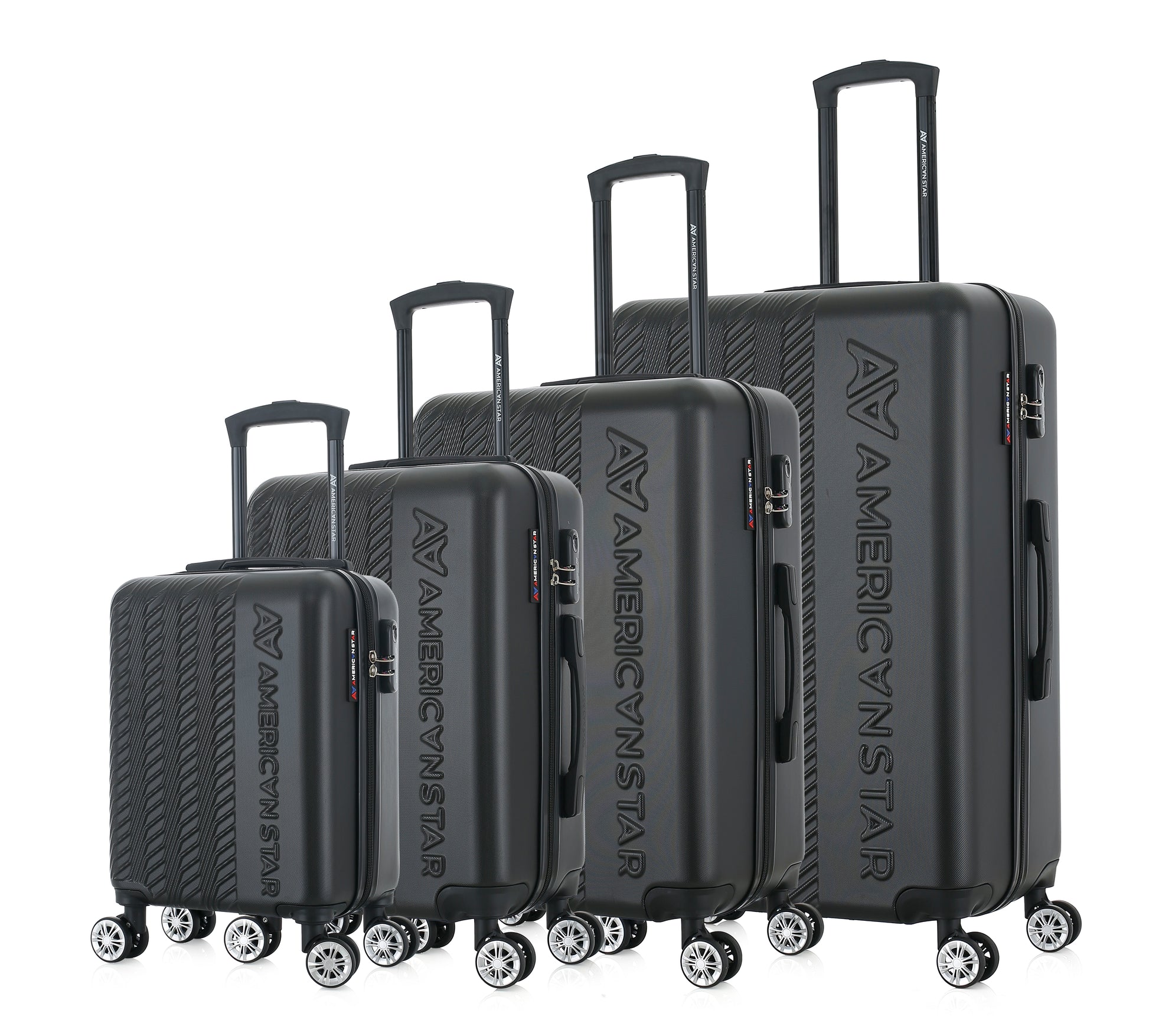 Set de 4 valises noires de notre collection American Star, Seattle, de côté