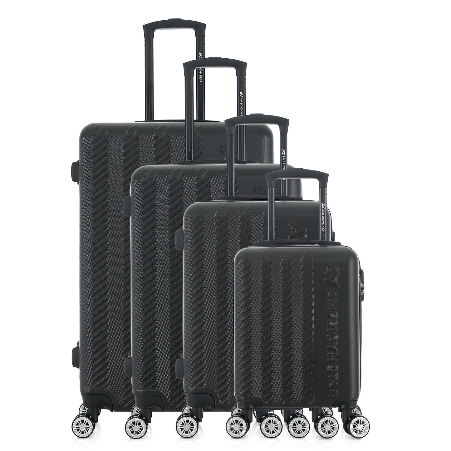 Set de 4 valises noires de notre collection American Star, Seattle, de face
