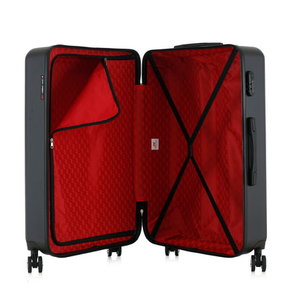 Grande valise noire ouverte
