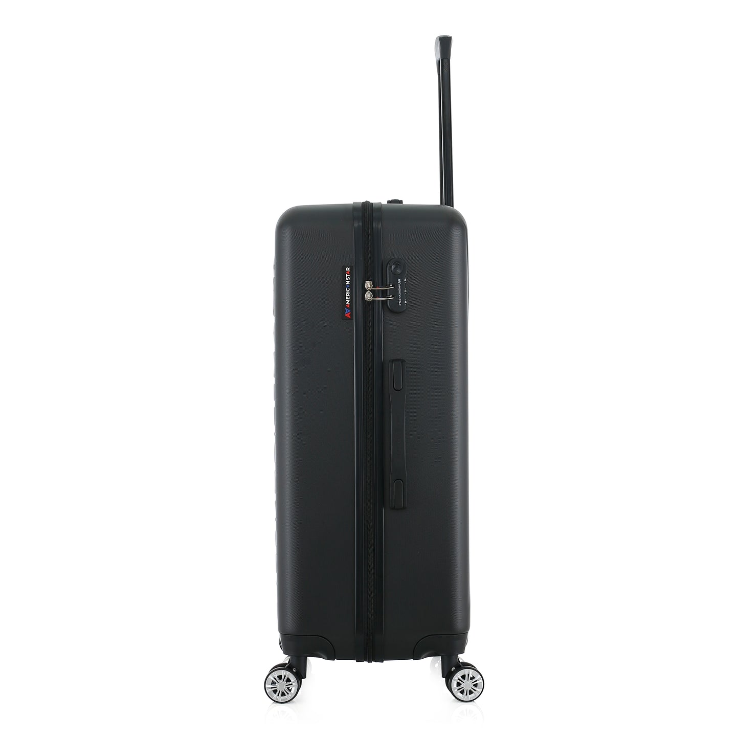 Grande valise noire de côté
