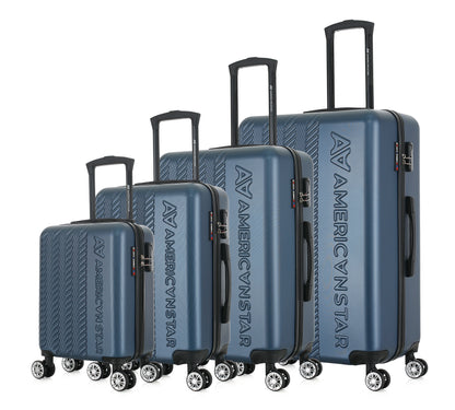 Set de 4 valises bleues de notre collection American Star, Seattle, de côté