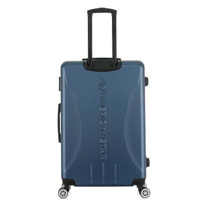 Grande valise bleue de dos

