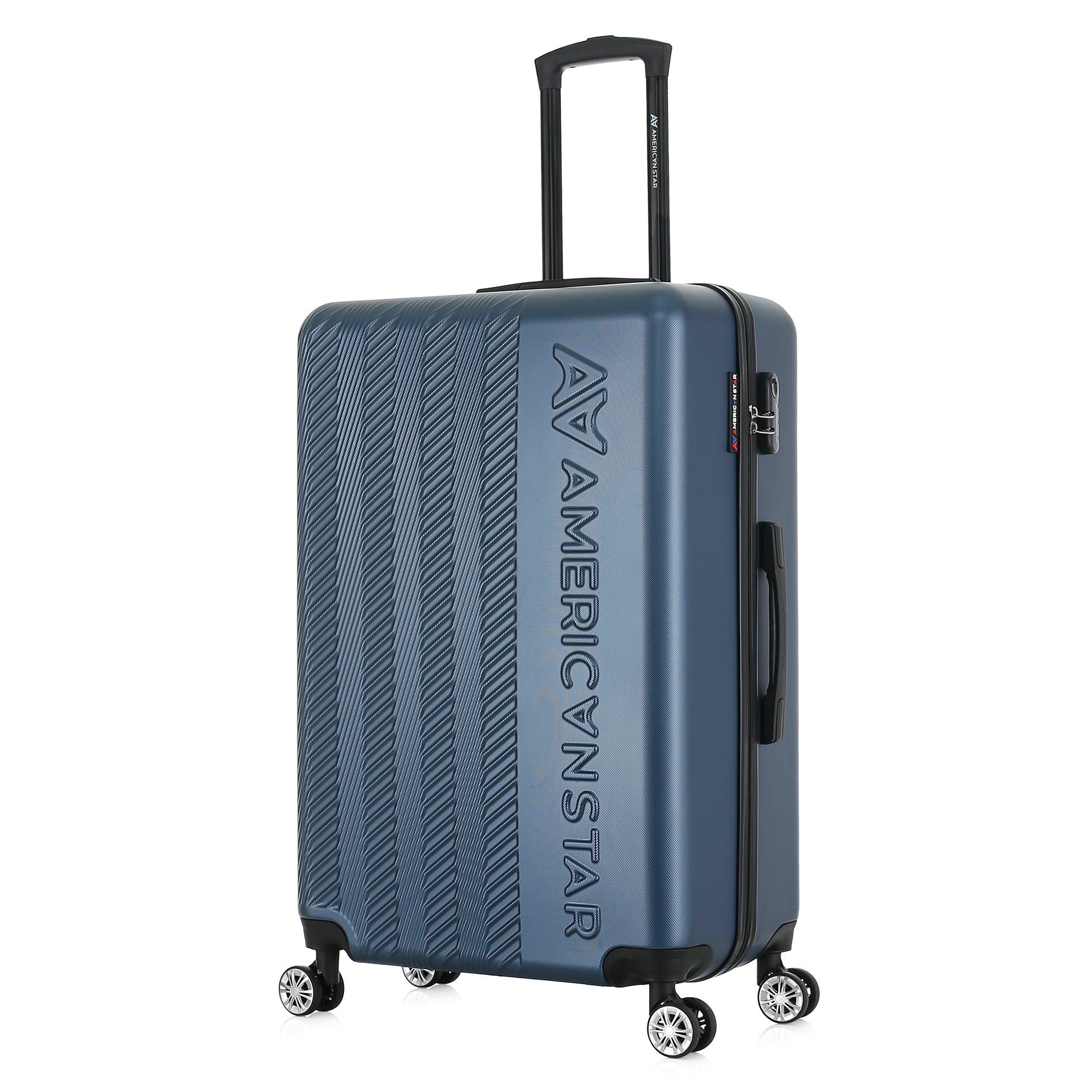 Grande valise bleue de 3/4
