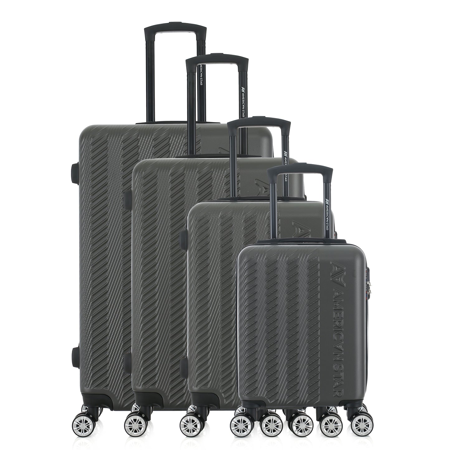 Set de 4 valises grises de notre collection American Star, Seattle, de face