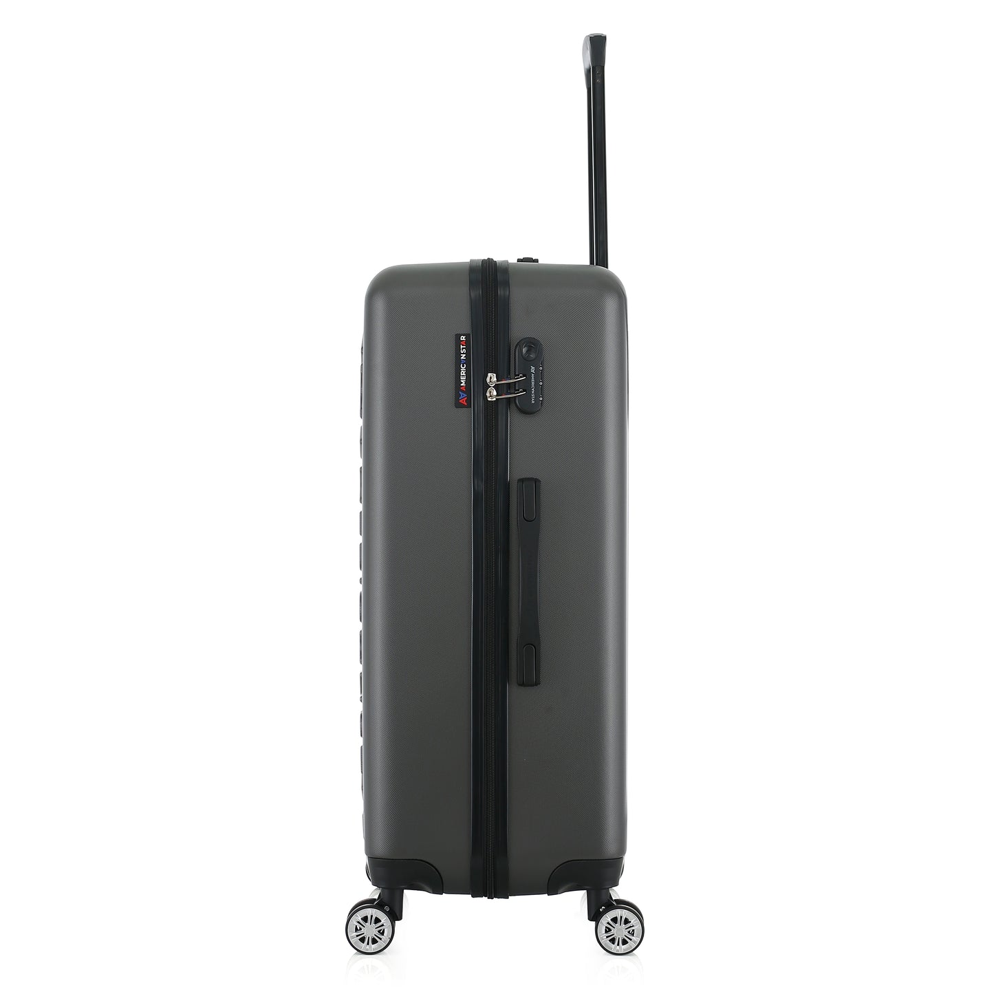 Grande valise grise de côté
