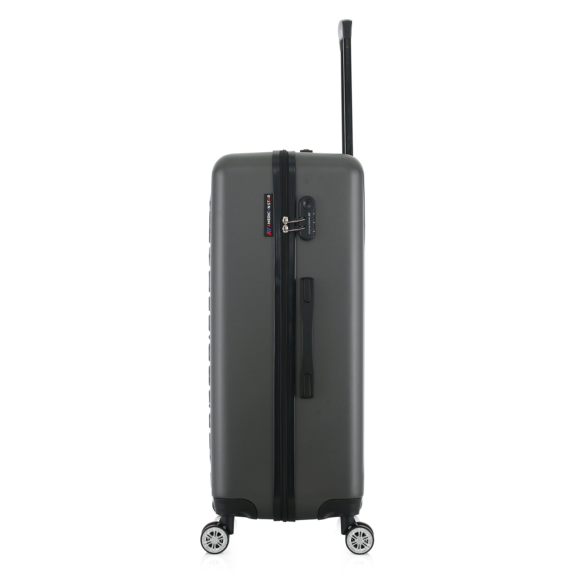Grande valise grise de côté
