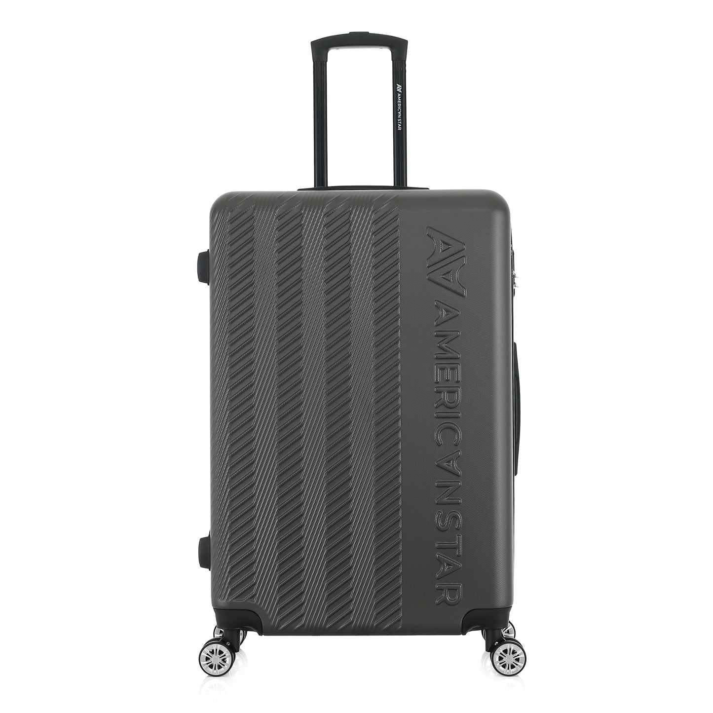 Grande valise grise de face
