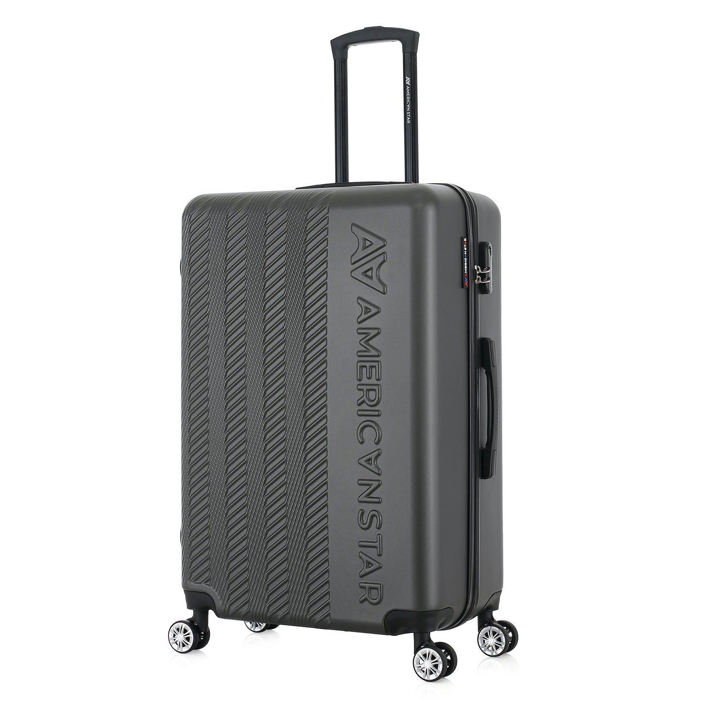 Grande valise grise de 3/4
