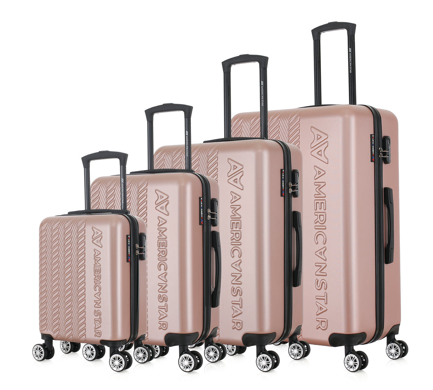 Set de 4 valises or rose de notre collection American Star, Seattle, de côté