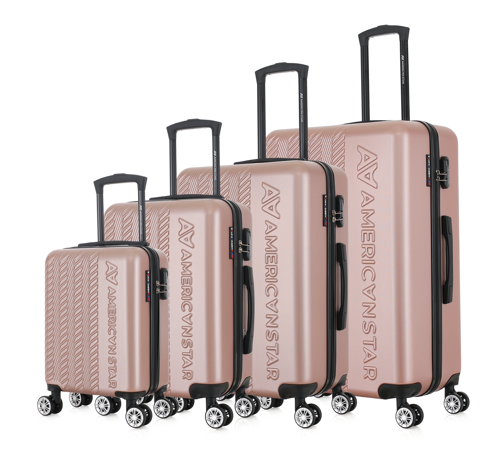Set de 4 valises or rose de notre collection American Star, Seattle, de côté