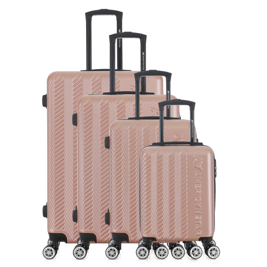 Set de 4 valises or rose de notre collection American Star, Seattle, de face
