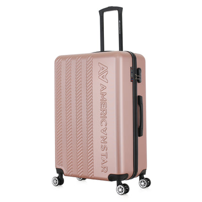 Grande valise rose de 3/4
