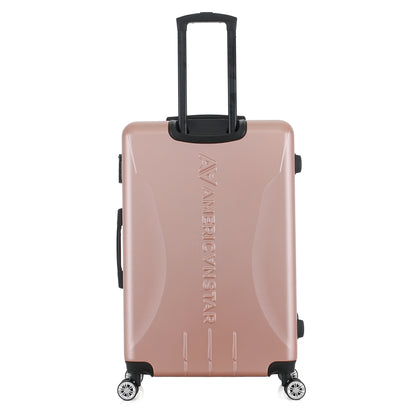 Grande valise rose de dos
