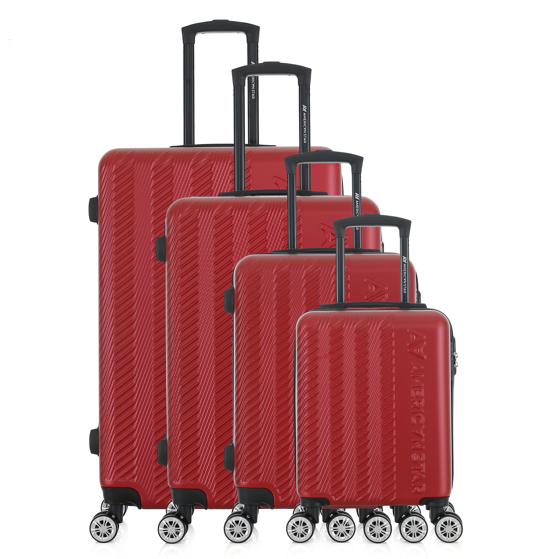 Set de 4 valises rouges de notre collection American Star, Seattle, de face