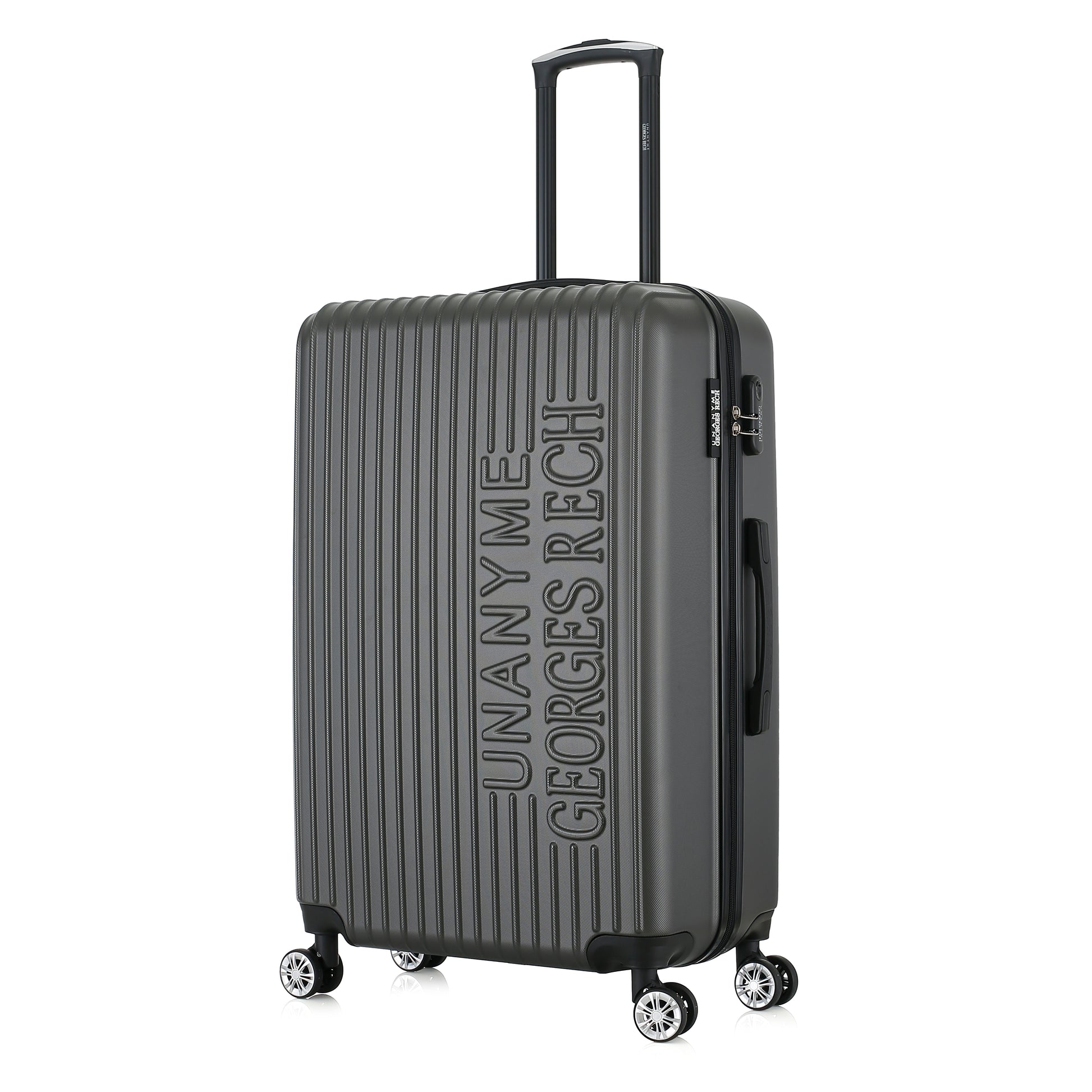 Valise grise de notre collection Georges Rech, Venise, taille L, de 3/4