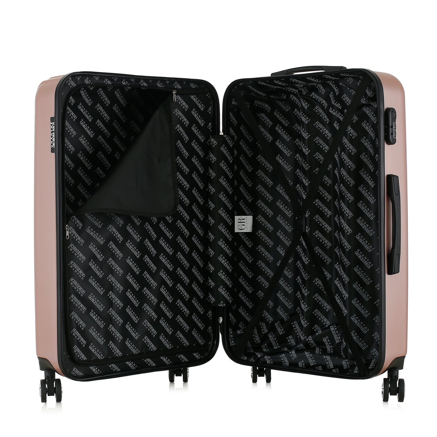 Valise rose de notre collection Georges Rech, Venise, taille L, ouverte