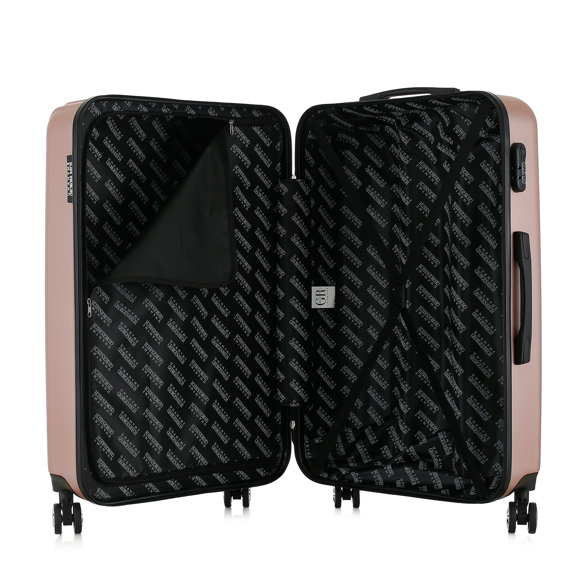 Valise rose de notre collection Georges Rech, Venise, taille L, ouverte