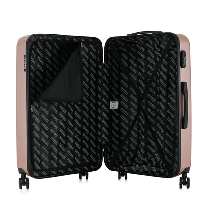 Valise rose de notre collection Georges Rech, Venise, taille L, ouverte