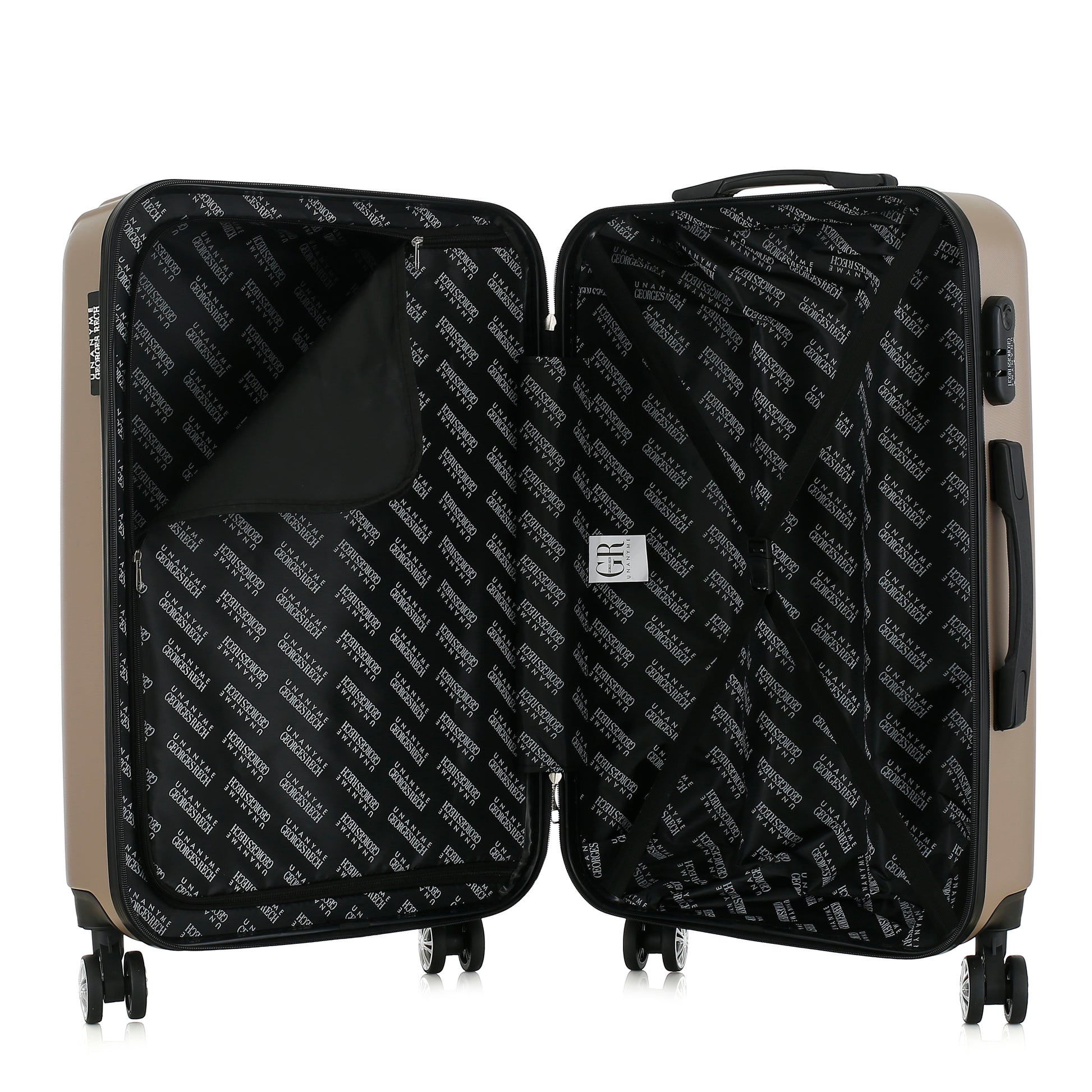 Valise beige de notre collection Georges Rech, Venise, taille M, ouverte