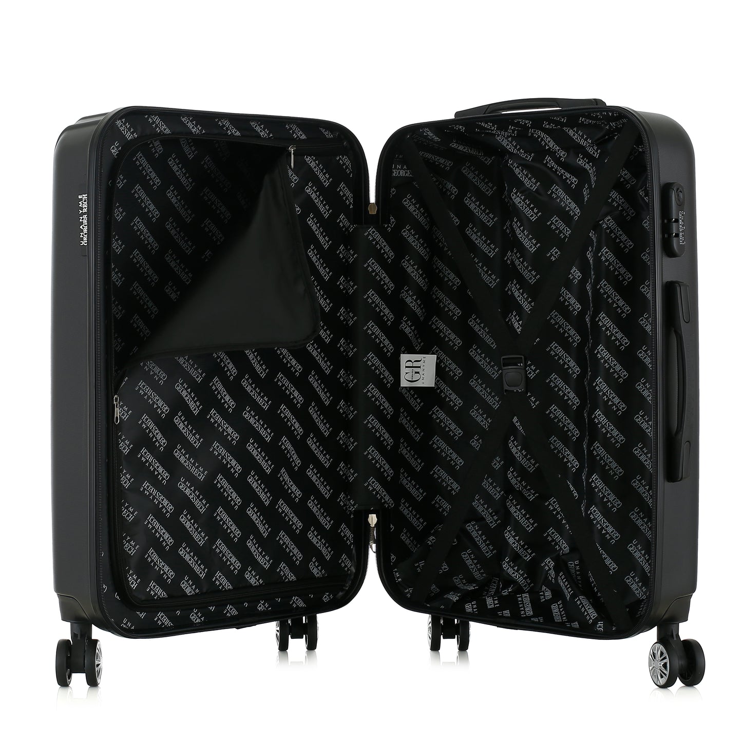 Valise noire de notre collection Georges Rech, Venise, taille M, ouverte