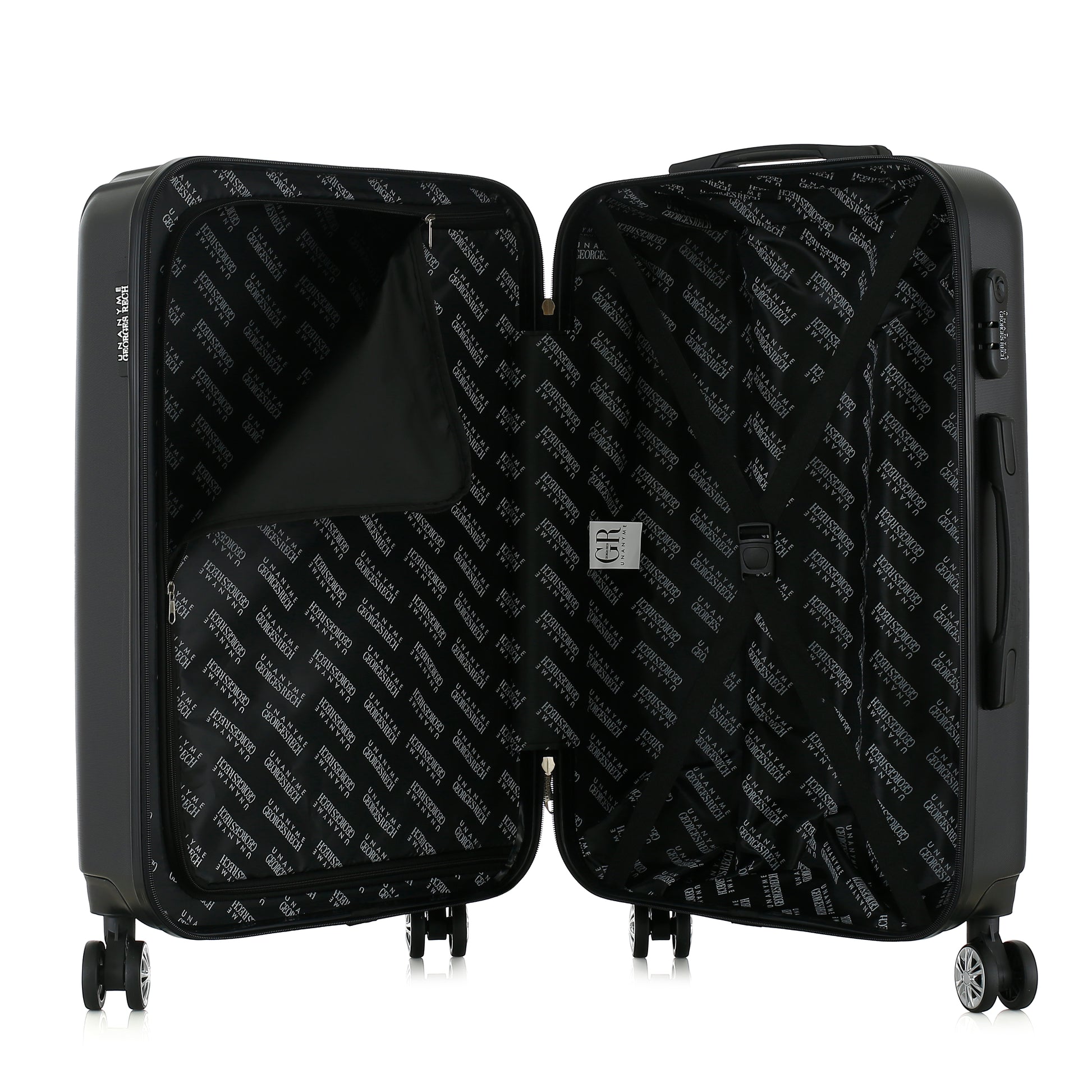 Valise noire de notre collection Georges Rech, Venise, taille M, ouverte