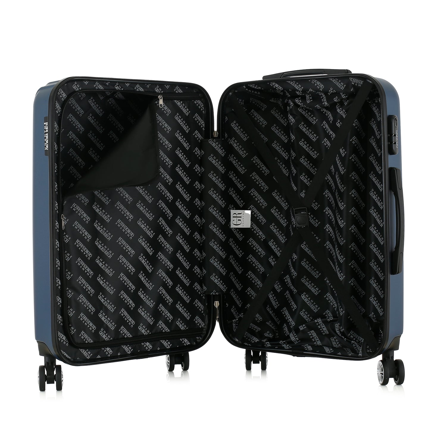 Valise bleue de notre collection Georges Rech, Venise, taille M, ouverte