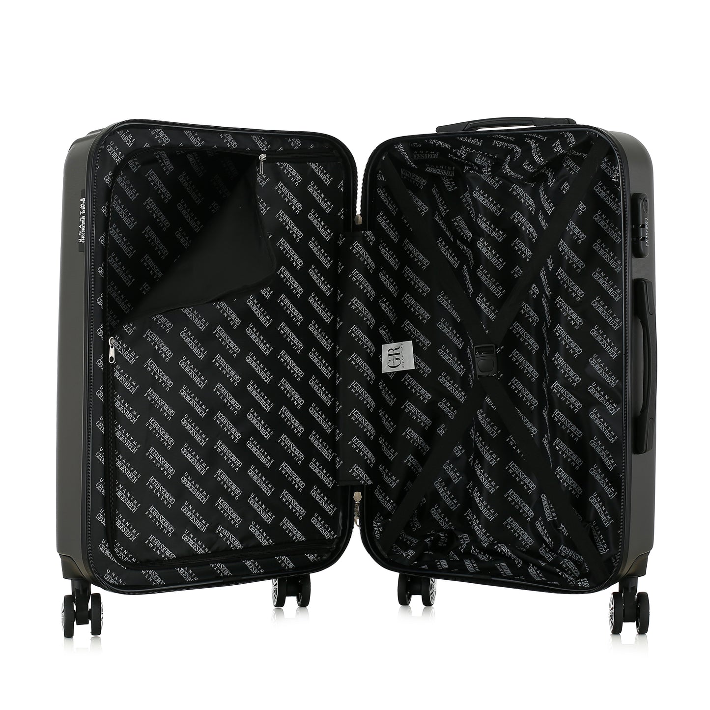 Valise grise de notre collection Georges Rech, Venise, taille M, ouverte