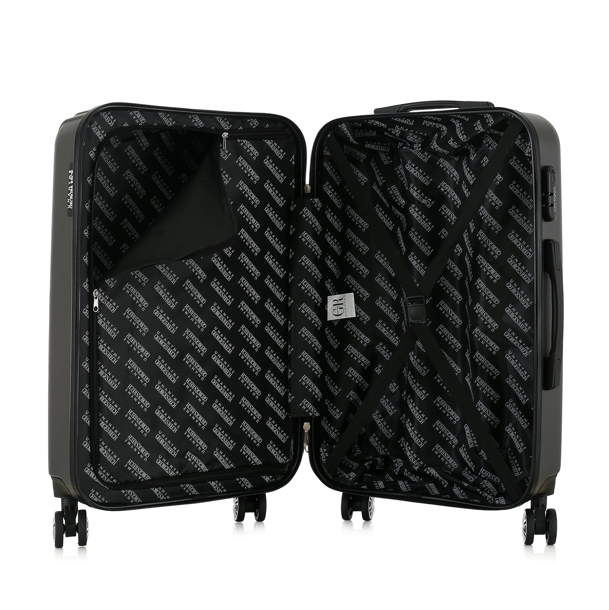 Valise grise de notre collection Georges Rech, Venise, taille M, ouverte